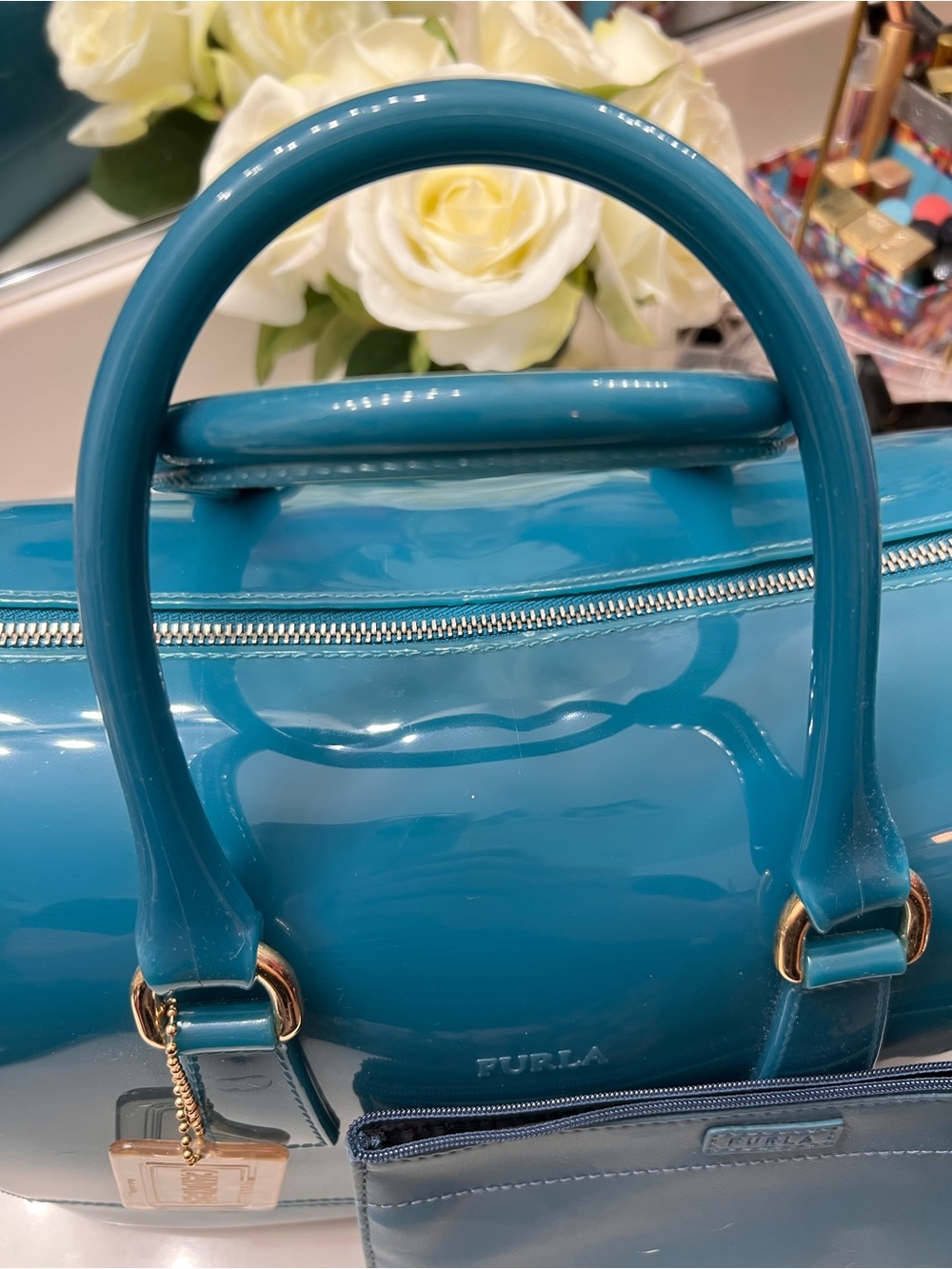Furla Teal Jelly Bag with Pouch - Picture 5 of 16